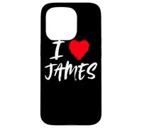 I Love James Son Dad Husband Boyfriend Grandson Cœur Rouge Coque pour iPhone 15 Pro