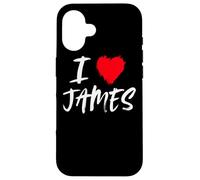 I Love James Son Dad Husband Boyfriend Grandson Cœur Rouge Coque pour iPhone 16