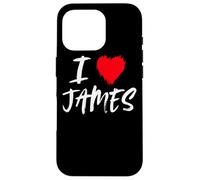 I Love James Son Dad Husband Boyfriend Grandson Cœur Rouge Coque pour iPhone 16 Pro