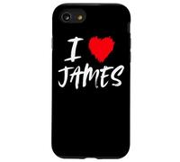 I Love James Son Dad Husband Boyfriend Grandson Cœur Rouge Coque pour iPhone SE (2020) / 7/8
