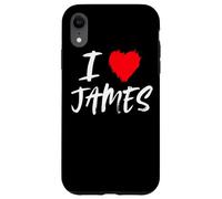 I Love James Son Dad Husband Boyfriend Grandson Cœur Rouge Coque pour iPhone XR