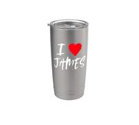 I Love James Son Dad Husband Boyfriend Grandson Cœur rouge Gobelet isotherme en acier inoxydable double paroi