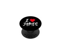 I Love James Son Dad Husband Boyfriend Grandson Cœur Rouge PopSockets PopGrip Adhésif