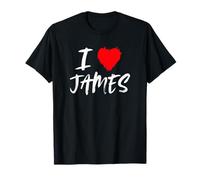 I Love James Son Dad Husband Boyfriend Grandson Cœur Rouge T-Shirt