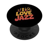 I Love Jazz Notes de Musique Saxophone PopSockets PopGrip Adhésif
