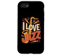 I Love Jazz Saxophone Notes de Musique Coque pour iPhone SE (2020) / 7/8