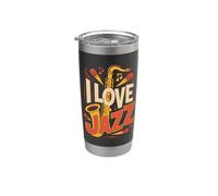 I Love Jazz Saxophone Notes de musique Gobelet isotherme en acier inoxydable double paroi