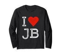 I Love JB Cœur Vintage Fan Merch Design Initiales J.B. Manche Longue