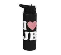 I Love JB Cœur Vintage Fan Merch Design Initiales J.B. Stainless Steel Insulated Water Bottle