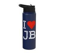 I Love JB Cœur Vintage Fan Merch Design Initiales J.B. Stainless Steel Insulated Water Bottle