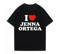 I Love Jenna Ortega Tshirt Men Fashion Casual Oversized Size T-Shirts Summer Men's.. Black M