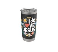 I Love Jesus Dove Sun Cross Art floral Gobelet isotherme en acier inoxydable double paroi