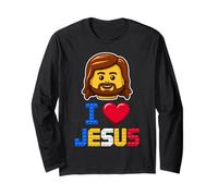 I Love Jesus Maître Builder Briques de construction Chrétiennes Manche Longue