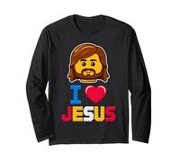 I Love Jesus Maître Builder Briques de construction Chrétiennes Manche Longue