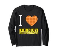 I Love Jesus Petit déjeuner chrétien Amusant en Forme de cœur gaufré Manche Longue