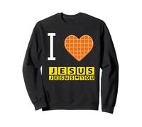 I Love Jesus Petit déjeuner chrétien Amusant en Forme de cœur gaufré Sweatshirt