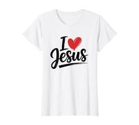 I Love Jesus T-Shirt Graphique avec Valeur, Femme, Blanc, XL