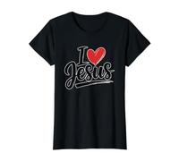 I Love Jesus T-Shirt Graphique avec Valeur, Femme, Noir, M