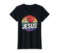 I Love Jesus T-Shirt Graphique avec Valeur, Femme, Noir, XL
