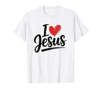 I Love Jesus T-Shirt Graphique avec Valeur, Homme, Blanc, L