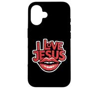 I Love Jesus - Vintage Kissing Lips Christian Faith Coque pour iPhone 16
