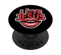 I Love Jesus - Vintage Kissing Lips Christian Faith PopSockets PopGrip Adhésif