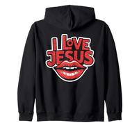 I Love Jesus - Vintage Kissing Lips Christian Faith Sweat à Capuche