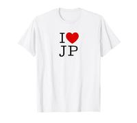I Love JP Love Japan Support Japon Souvenir de Voyage Touristique Cœur Mignon Simple [Lettre Noire] T-Shirt