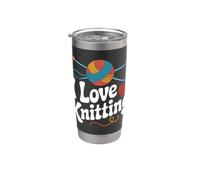 I Love Knitting Aiguilles à tricoter en forme de cœur Gobelet isotherme en acier inoxydable double paroi