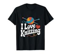 I Love Knitting Aiguilles à Tricoter en Forme de cœur T-Shirt Graphique avec Valeur