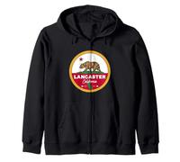 I Love Lancaster California CA Drapeau et Badge Ours Sweat à Capuche