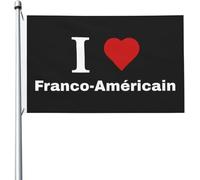 I Love Les Franco-Américains Drapeau Maison Suspendre Drapeau De Cour Avec Œillets Bannière Cour 90X150Cm Pour Clubs Dortoirs Chambres