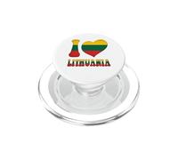 I Love Lituanie Drapeau imprimé cœur fière lituanienne Papa Mama PopSockets PopGrip pour MagSafe