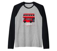 I Love London, Cool London UK Red Bus Illustration Graphic Manche Raglan