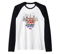 I Love London, Cool London UK Skyline Illustration Graphic Manche Raglan