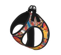 I Love London Ensemble harnais et laisse pour chat et chien, réfléchissant, réglable, anti-fuite, avec maille douce et respirante, pour petits animaux de compagnie et chatons chiots