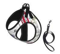 I Love London Ensemble harnais et laisse pour chien, gilet réfléchissant et réglable pour chiens de petite, moyenne et grande taille