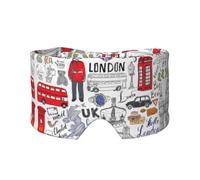 I Love London Masque cache-oreilles et yeux avec imprimé imprimé - Bandeau de yoga réglable pour voyage, garde au chaud et confortable