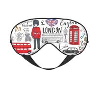 I Love London Masque de sommeil doux en soie avec sangle réglable confortable pour voyage bureau sieste