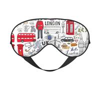 I Love London Masque de sommeil doux pour les yeux avec sangle réglable pour voyage en avion, yoga, sieste et méditation