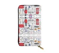 I Love London Portefeuille long en cuir imprimé - Portefeuille personnalisé tendance, plusieurs emplacements pour cartes, prêt à offrir, noir, One Size