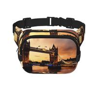 I Love London Sac banane double couche avec imprimé carré pour homme et femme, noir, One Size