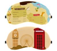 I Love London Symboles Big Ben Lot de 2 masques de sommeil pour les yeux pour dormeur latéral Zéro pression oculaire Nuit Bandeau de sommeil réglable Bloque complètement la lumière