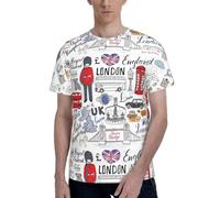 I Love London T-shirt d'été tendance à manches courtes respirant doux pour homme, noir, Taille XL