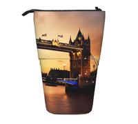 I Love London Trousse à crayons télescopique en polyester avec impression sur pied, boîte de rangement pour papeterie, bureau, noir, taille unique, art déco, Noir , Taille unique, Art Déco