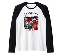 I Love London UK Flag with London Skyline Graphic London Manche Raglan