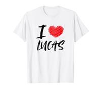 I Love Lucas Cœur Rouge Dad Boyfriend Husband Son Grandson T-Shirt