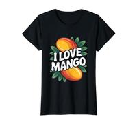 I Love Mango Bold Tropical Fruit Déclaration T-Shirt Graphique avec Valeur, Femme, Noir, XL