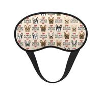 I Love Masque de sommeil avec imprimé bouledogue français doux et confortable pour les yeux de nuit pour homme et femme pour dormir, voyage, travail de nuit