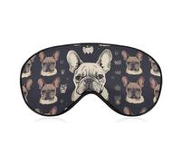 I Love Masque de sommeil avec motif bouledogue français doux et confortable avec sangle réglable pour homme et femme